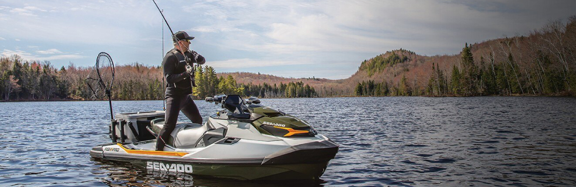 Fisherman fishing on a 2020 Sea-Doo Jetski